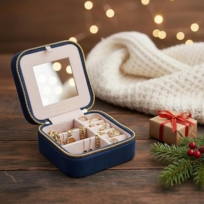 Benevolence LA Plush Velvet Jewelry Box | Travel Jewelry Case Organizer - Image 8
