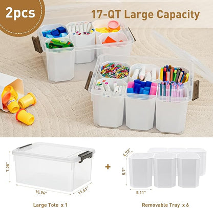 Citylife 17 QT Plastic Storage Bins Clear Storage Box - Image 2