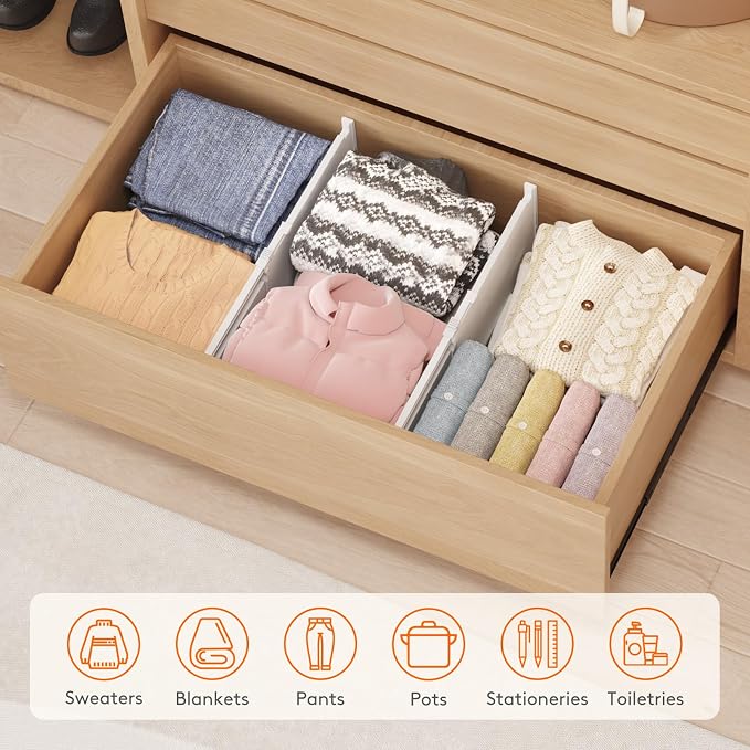 Lifewit 8" High 8 Pack Deep Drawer Dividers, 13.8-22.5" Adjustable Dresser - Image 9