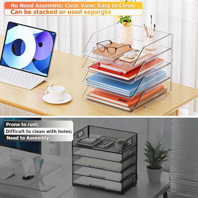 YKLSLH 4 Tier Paper Organizer Letter Tray - Image 4