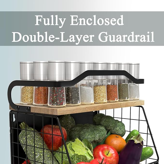 Magnetic Shelf for Fridge with Wood Lid, Heavy Duty Fruit Basket, Fruit Potato - Image 3