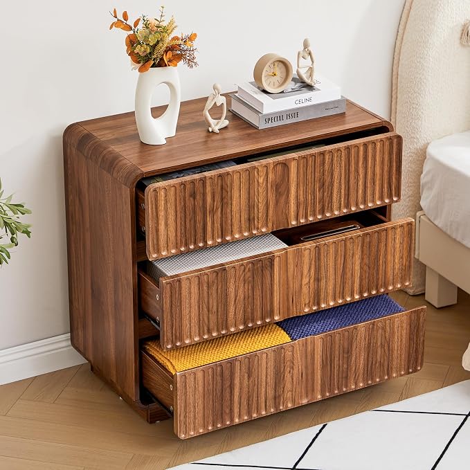 Turtle&Myrtle Fluted 3 Drawer Dressers - Image 4