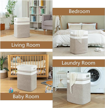 OIAHOMY Laundry Hamper-Laundry Basket, Tall Cotton Storage Basket - Image 6