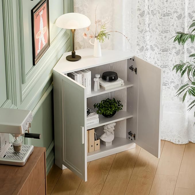 Casaphoria Farmhouse Corner Cabinet, Wooden Corner Storage Cabinet - Image 5
