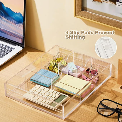 1 Pcs Acrylic Desk Drawer Organizer 2 Inch Height Expandable Drawer Organizer - Image 6