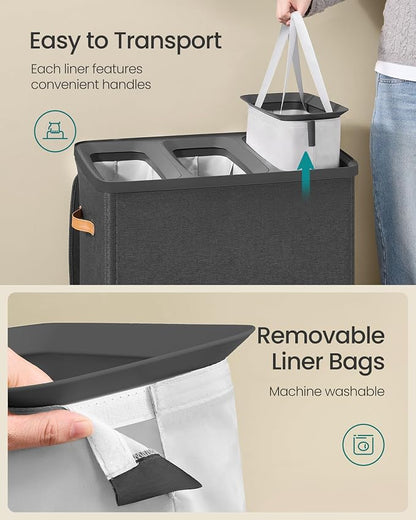 SONGMICS Laundry Basket, 50.2 Gal. Laundry Hamper, 3 Compartments, Easy Assembly - Image 5