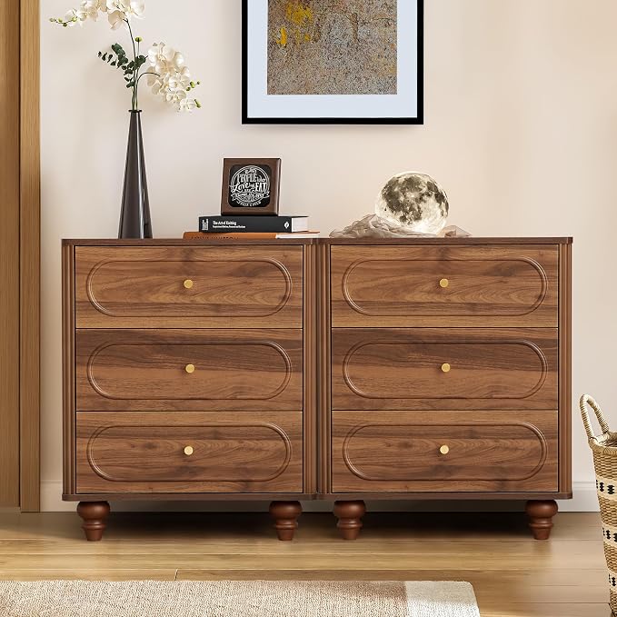 3 Drawer Fluted Dresser for Bedroom, Mid Century Modern Chest of Drawers - Image 6