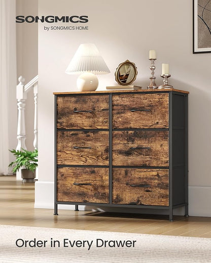 SONGMICS Dresser for Bedroom, Chest of Drawers, TV Stand, 6 Non-Woven Fabric - Image 3