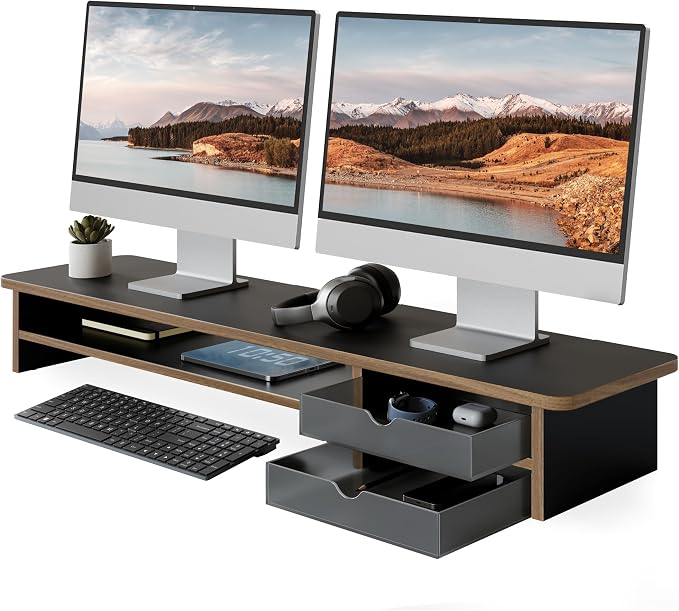 Fenge Monitor Stand, Dual Monitor Riser, 42.5inch Large Desk Computer Monitor by Fenge