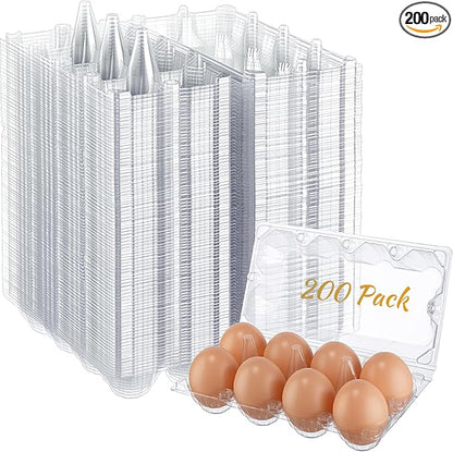 Zubebe 200 Pieces Clear Egg Cartons Plastic Egg Cartons Bulk Empty Chicken Egg by Zubebe