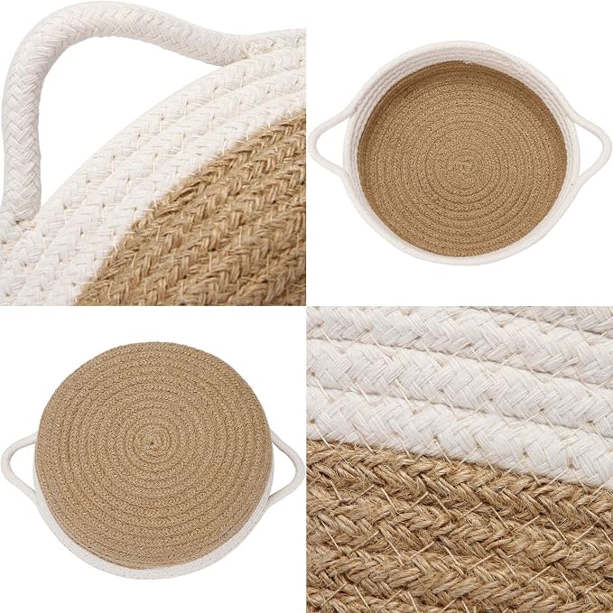 Sea Team 2-Pack Cotton Rope Baskets, 10 x 3 Inches Small Woven Storage Basket - Image 4