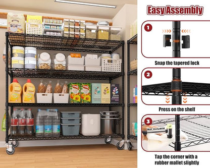 PrimeZone 5 Packs 55.5" W x 24" D x 80" H Heavy Duty Wire Storage Shelves - Image 7