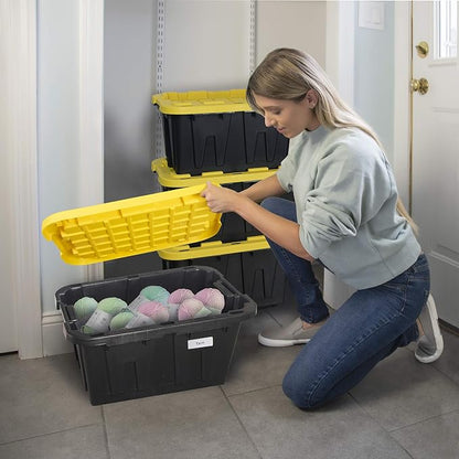 CX BLACK & YELLOW, 12-Gallon Heavy Duty Tough Storage Container & Snap-Tight Lid - Image 7
