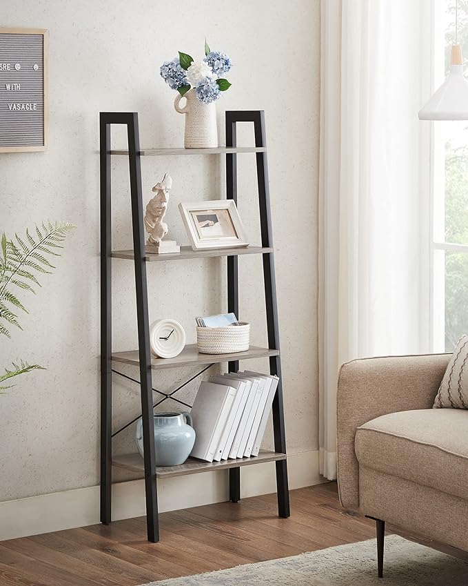 VASAGLE Ladder Shelf, 4-Tier Bookshelf, Storage Rack, Bookcase - Image 4