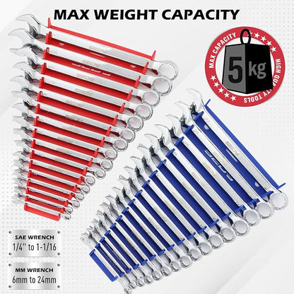 4-Pack Magnetic Wrench Organizer, 64-Slot Premium Wrench Rack Holder Tool Trays - Image 4