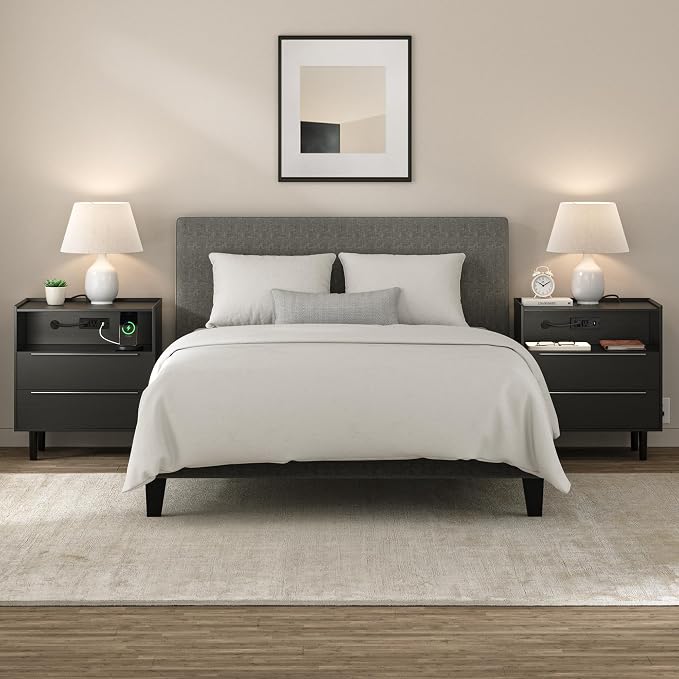 Set of 2 Modern Black Nightstands - Image 9