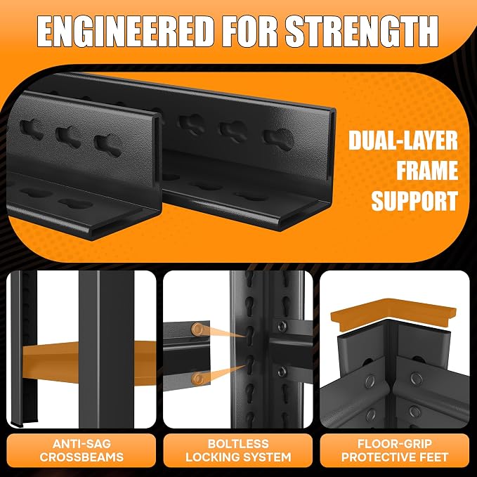 63" H Garage Shelving 5-Tier Heavy Duty Storage Shelves, Adjustable Metal - Image 4