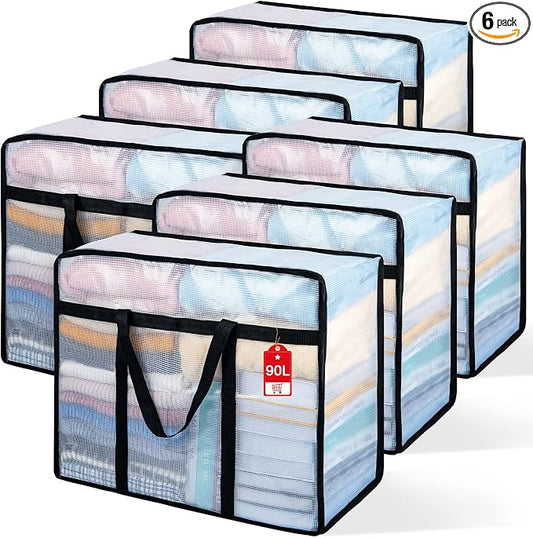 6 Pack Clear Blanket Storage Bags by Besslly