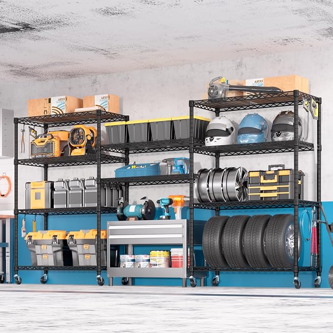 PrimeZone 74''H Wire Shelving 1250lbs 5 Tier Storage Shelves - Image 8