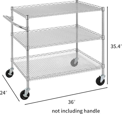Finnhomy 3 Tier Heavy Duty Commercial Grade Utility Cart, Wire Rolling Cart - Image 4