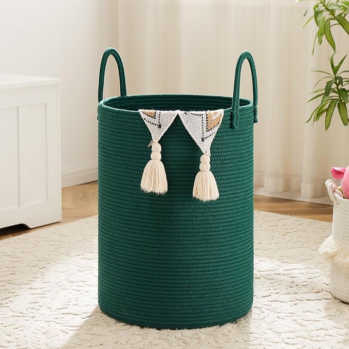 Laundry Basket, Woven Cotton Rope Laundry Hamper, 40L by Artfeel