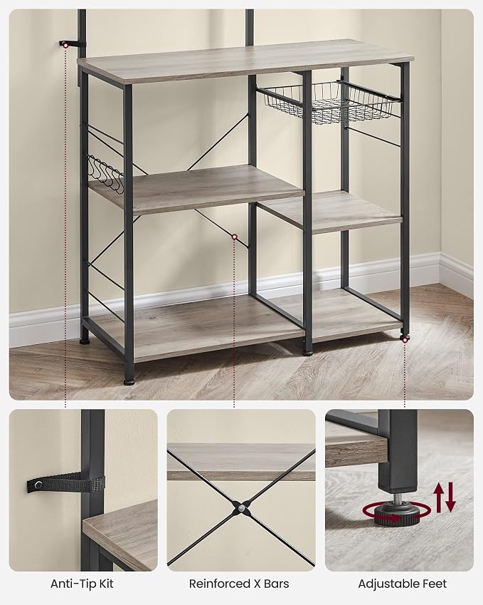 VASAGLE Baker's Rack, Microwave Stand, Kitchen Storage Rack - Image 5