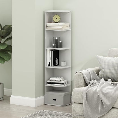 Furinno PASIR Book Shelf, 5-Tier Corner Bookshelf, Open Shelves Bookcase 9.3 x - Image 2