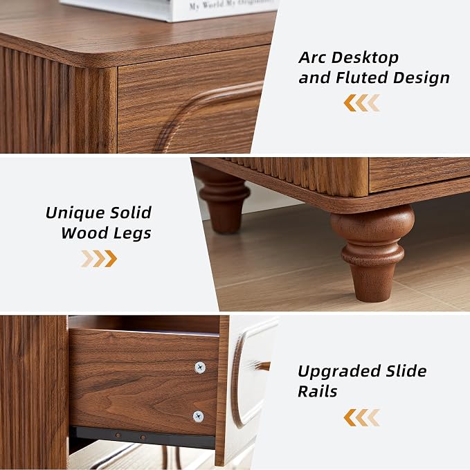 9 Drawer Fluted Dresser for Bedroom, Mid Century Modern Chest of Drawers - Image 5