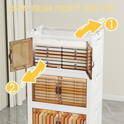 Storage Bins with 2 Lids and Wheels, Collapsible Bathroom Storage Cabinet with - Image 5
