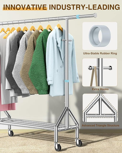 Upgraded 100% Stainless Steel Clothing Rack Load 760LBS, Heavy Duty Clothes - Image 4
