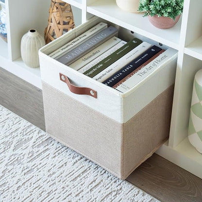 OrganiHaus 11" x 11" x 11" Fabric Cubes Storage Bins Set of 4, Foldable - Image 5