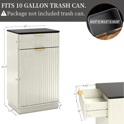 Tilt-Out Trash Cabinet, 34.3 x 19 x 13.8 inches, 10 Gallon Capacity, - Image 2