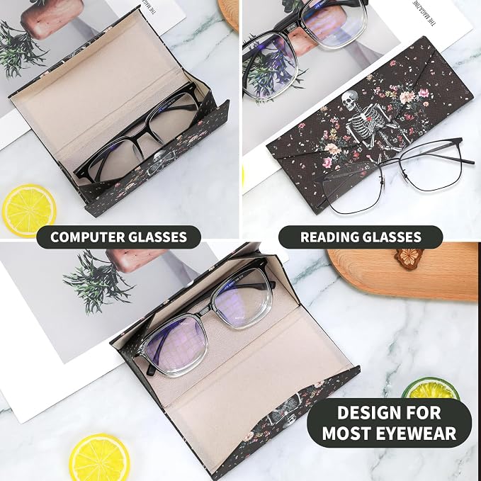 Foldable Glasses Case, Magnetic PU Leahter Sunglasses Case, Cute Hard Shell - Image 2