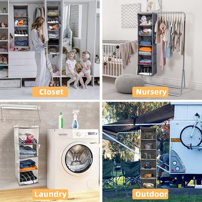 4-Shelf Hanging Closet Organizer and Storage, Collapsible Hanging Shelves - Image 6