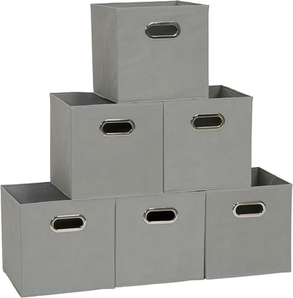Household Essentials Foldable Fabric Storage Cubes 6-Pack – 11x11x11 Stackable by HouseholdEssentials