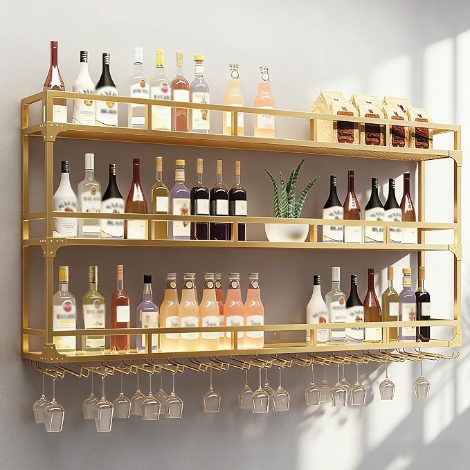 47.2in Wall Mounted Wine Rack, Wine Rack Wall Mounted by AMHRICHO