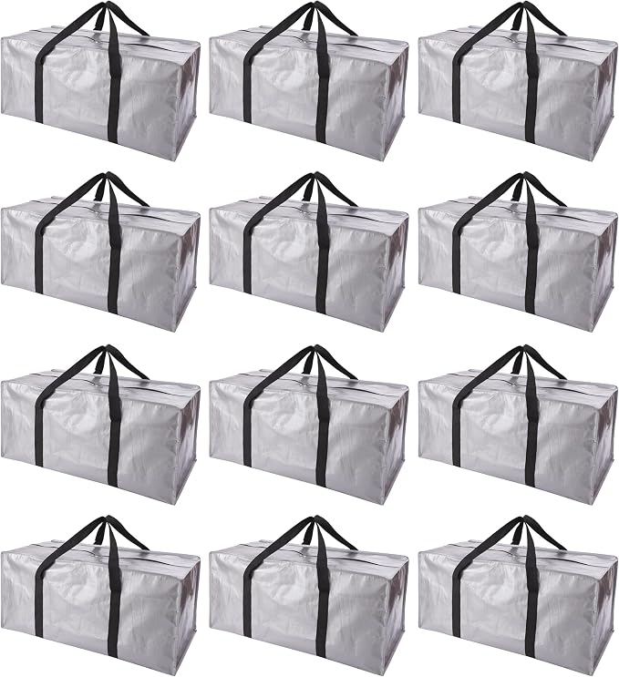 Extra Large Moving Bags with Zippers & Carrying Handles, Heavy-Duty Storage Tote by PANDA+JOYS