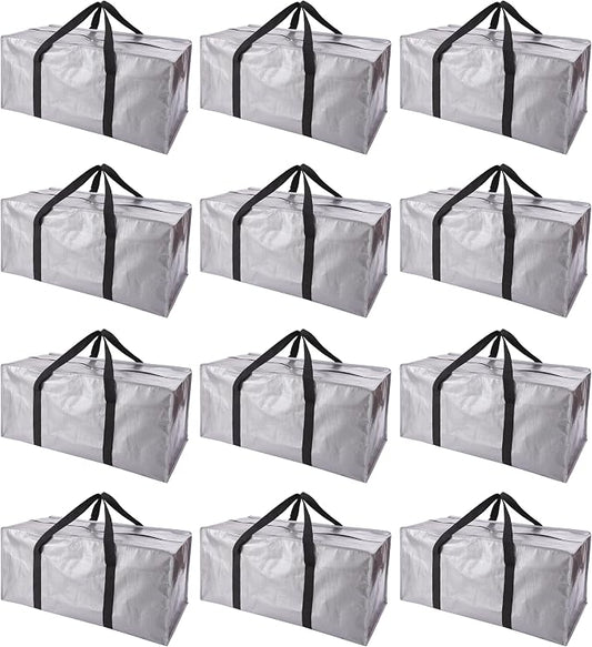 Extra Large Moving Bags with Zippers & Carrying Handles, Heavy-Duty Storage Tote by PANDA+JOYS