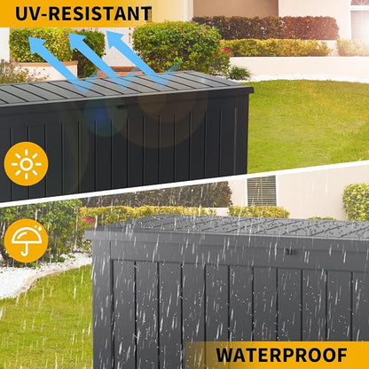 270 Gallon Resin Deck Box, Waterproof Outdoor Storage Box - Image 4
