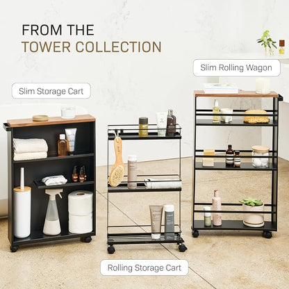 YAMAZAKI Home Slim Rolling Storage Cart – Narrow Bathroom Storage Cabinet - Image 10