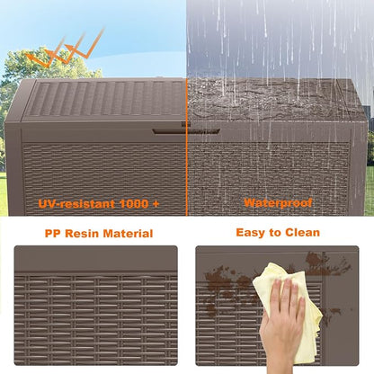 120 Gallon Resin Deck Box, Lockable Patio Outdoor Storage Box - Image 4