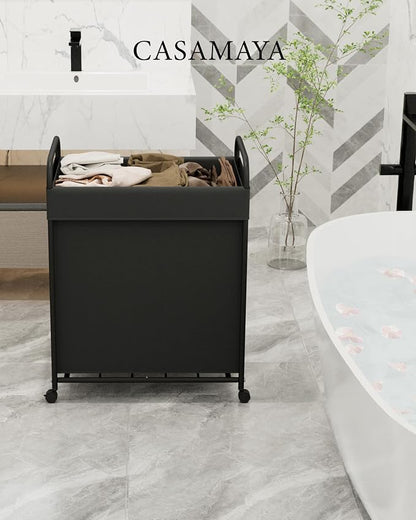 Laundry Basket with Wheels, Rolling Laundry Hamper, Laundry Sorter with - Image 3