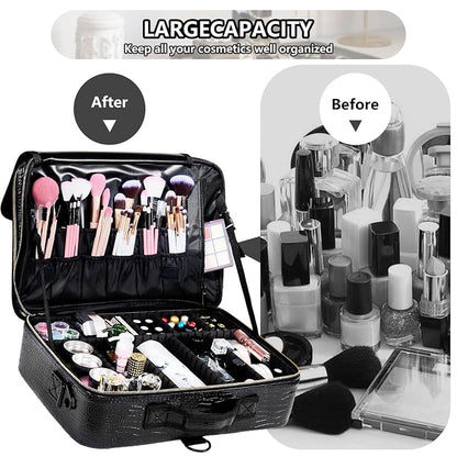 gzcz Large Capacity Travel Makeup Case Organizer, Professional Cosmetic Bags - Image 6