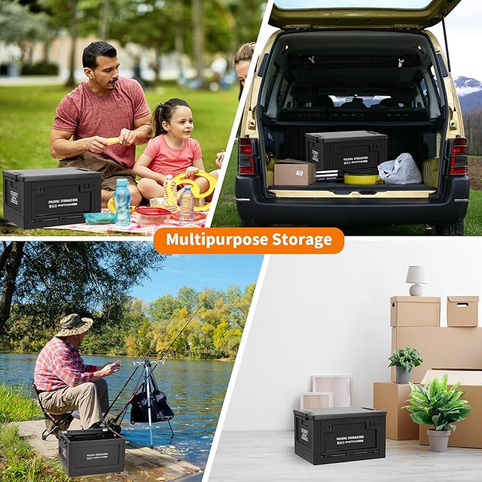 Collapsible Storage Bins with Lids, Portable Foldable Box with 2 Side Doors - Image 4