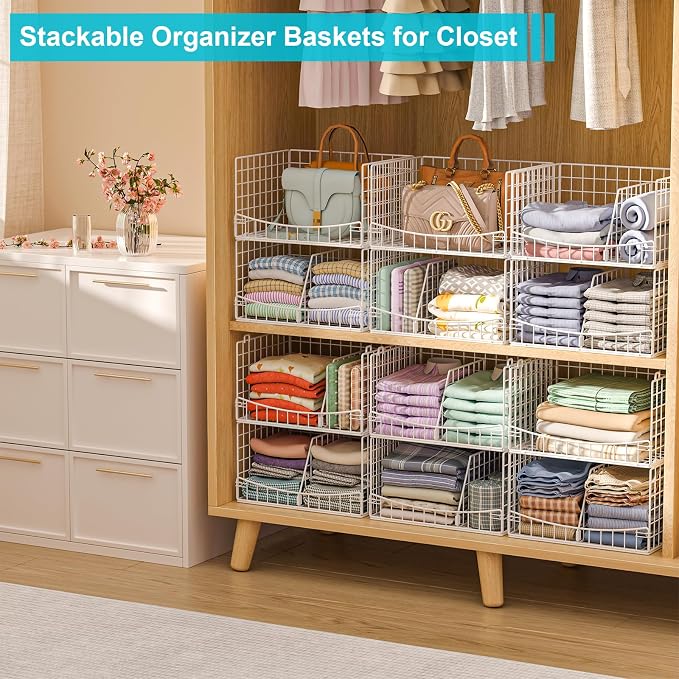 4-Tier Stackable Closet Organizers and Storage Basket - Image 2