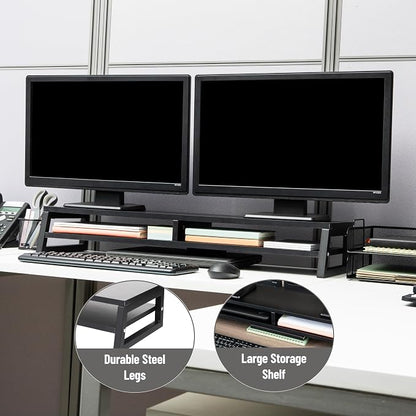 Mind Reader 2-Tier MDF Double Monitor Stand, Dual Screen Riser - Image 5