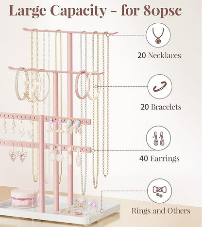 pickpiff Jewelry Holder Organizer, 12.5'' Tall Sturdy Metal Stand, 3-Tier - Image 3