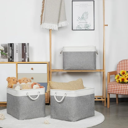 Bidtakay Large Storage Baskets for Organizing 3-Pack Fabric Closet Organizers - Image 3