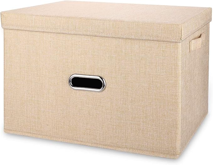 Large Linen Collapsible Storage Bins by Unknown
