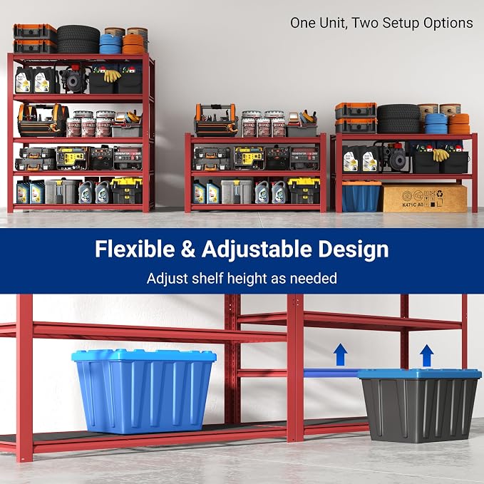 FLEXIMOUNTS 2 Pack 60" W Garage Shelving, 5 Tier Storage Shelves Load 1500LBS - Image 6